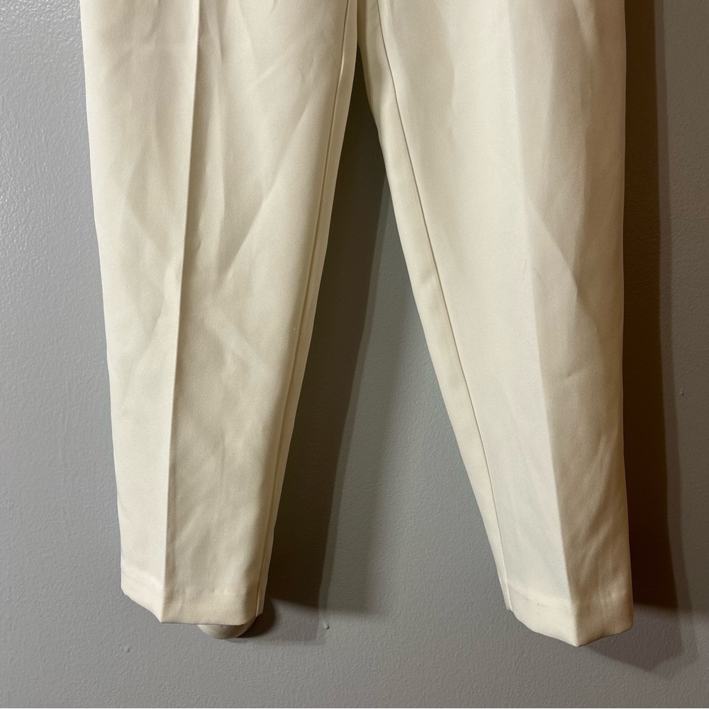 Flirtatious Flowy Business Pants Womens Small Tie Belt Pleated Tapered White - Picture 2 of 8